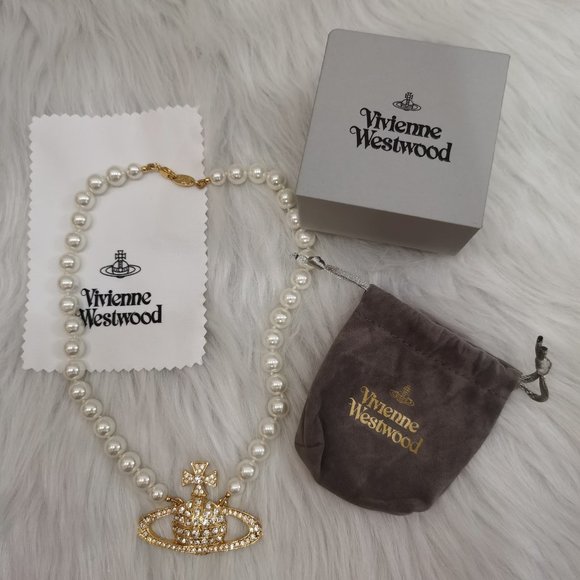 Vivienne Westwood Gold Pearl Necklace 